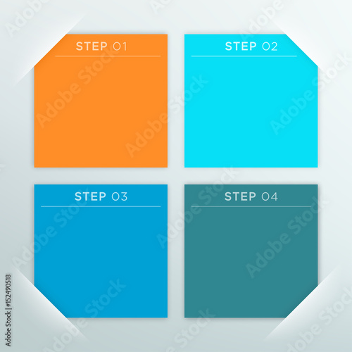 4 Vector Colourful Square Blank Text Boxes Template