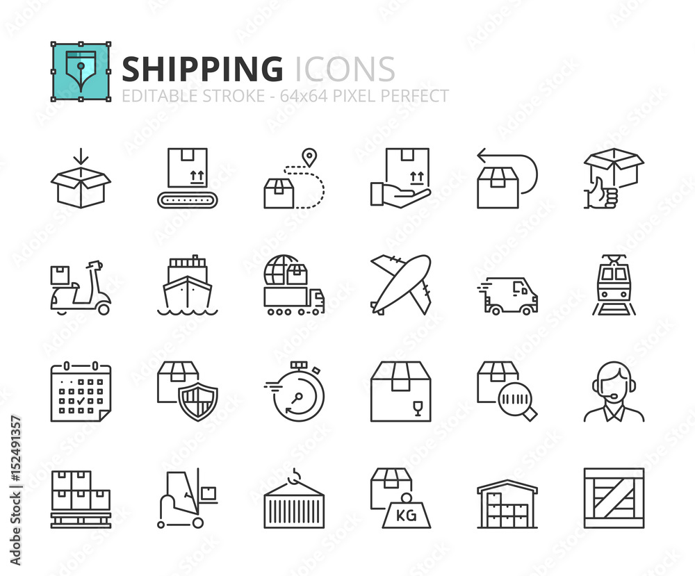 Outline icons about shipping