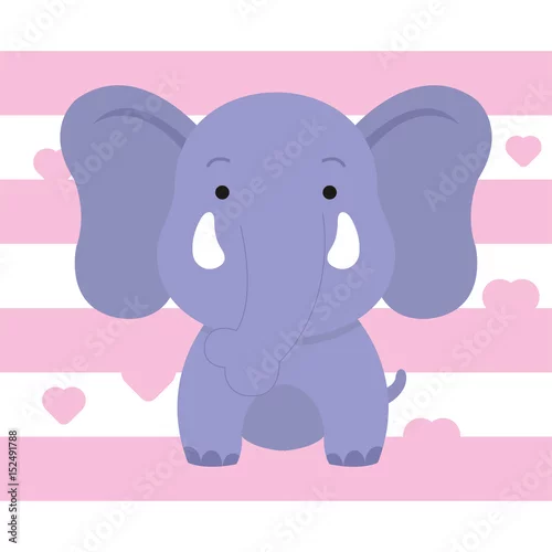 Obraz śliczne małe słoń kreskówka dla dzieci t shirt design