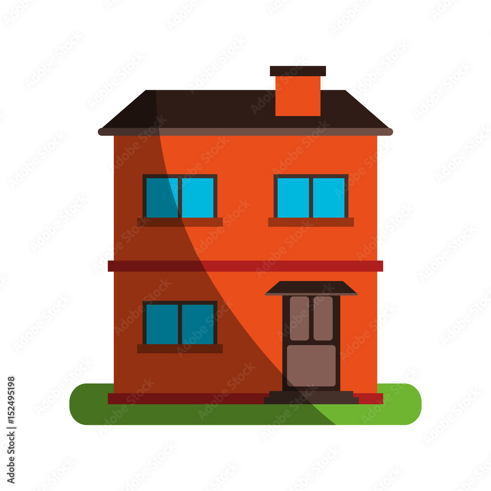 pretty family house surrounded by lawn icon image vector illustration design 