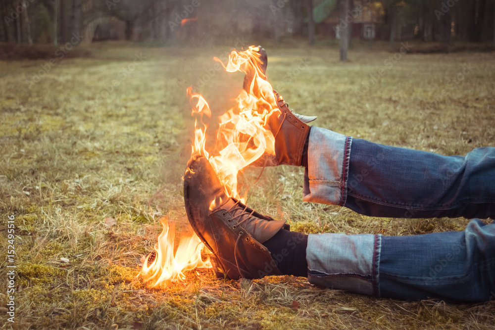 Burning shoes. Abstract composition of burning shoes Stock Photo ...