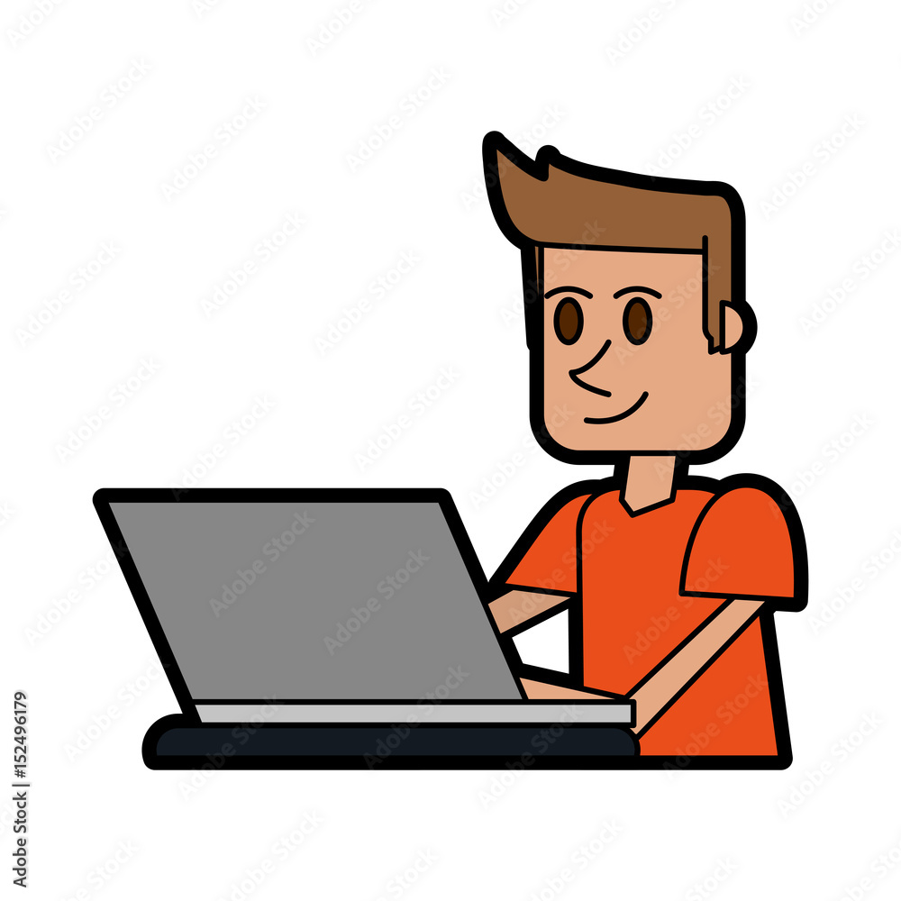 person using laptop computer icon image vector illustration design person using laptop computer icon image vector illustration design