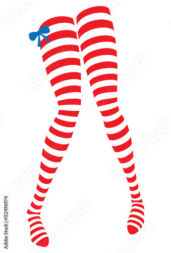 Red Striped Stockings. Vector Illustration of Human Legs in Red Striped  Stockings. Eps 8, global colors, neat work, easily editable. Stock Vector