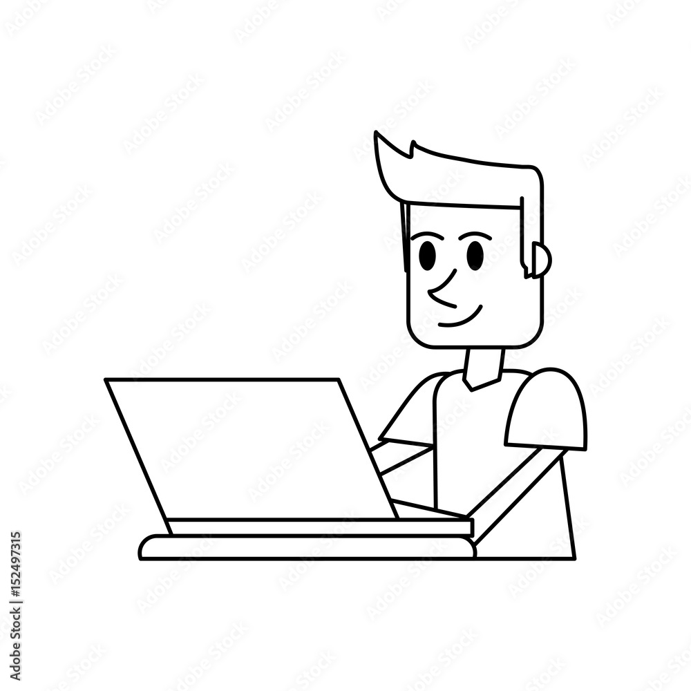 person using laptop computer icon image vector illustration design 