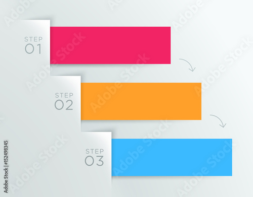Infographic Colourful Vector Note Steps 1 to 3 Template