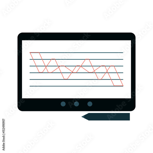 tablet with graph on screen icon image vector illustration design 