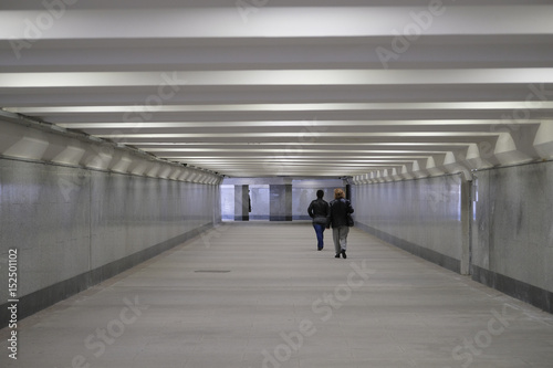 Moscow, Russia - May, 7, 2017: People in a pedestrian tunnel in Moscow