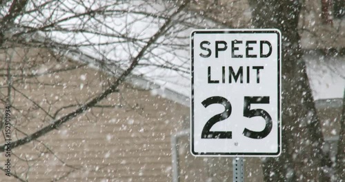 Snow Storm - Speed Limit Sign - 25Mph - Blizzard - Screen Right photo