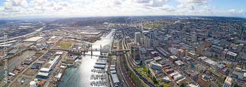 Tacoma, Washington Aerial Overview City Downtown