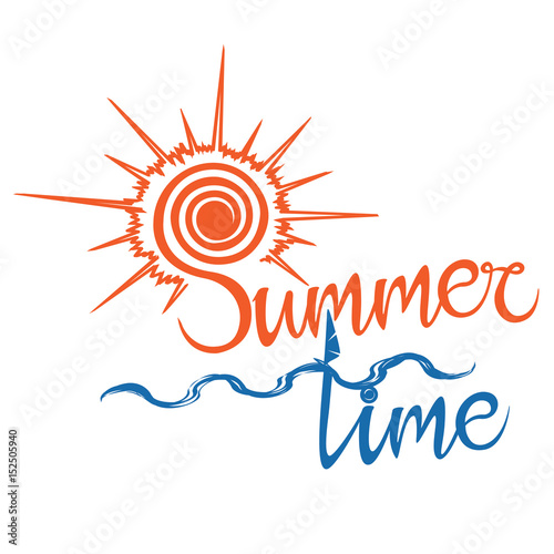 Summer logo time, enjoy your holidays. Vector illustration