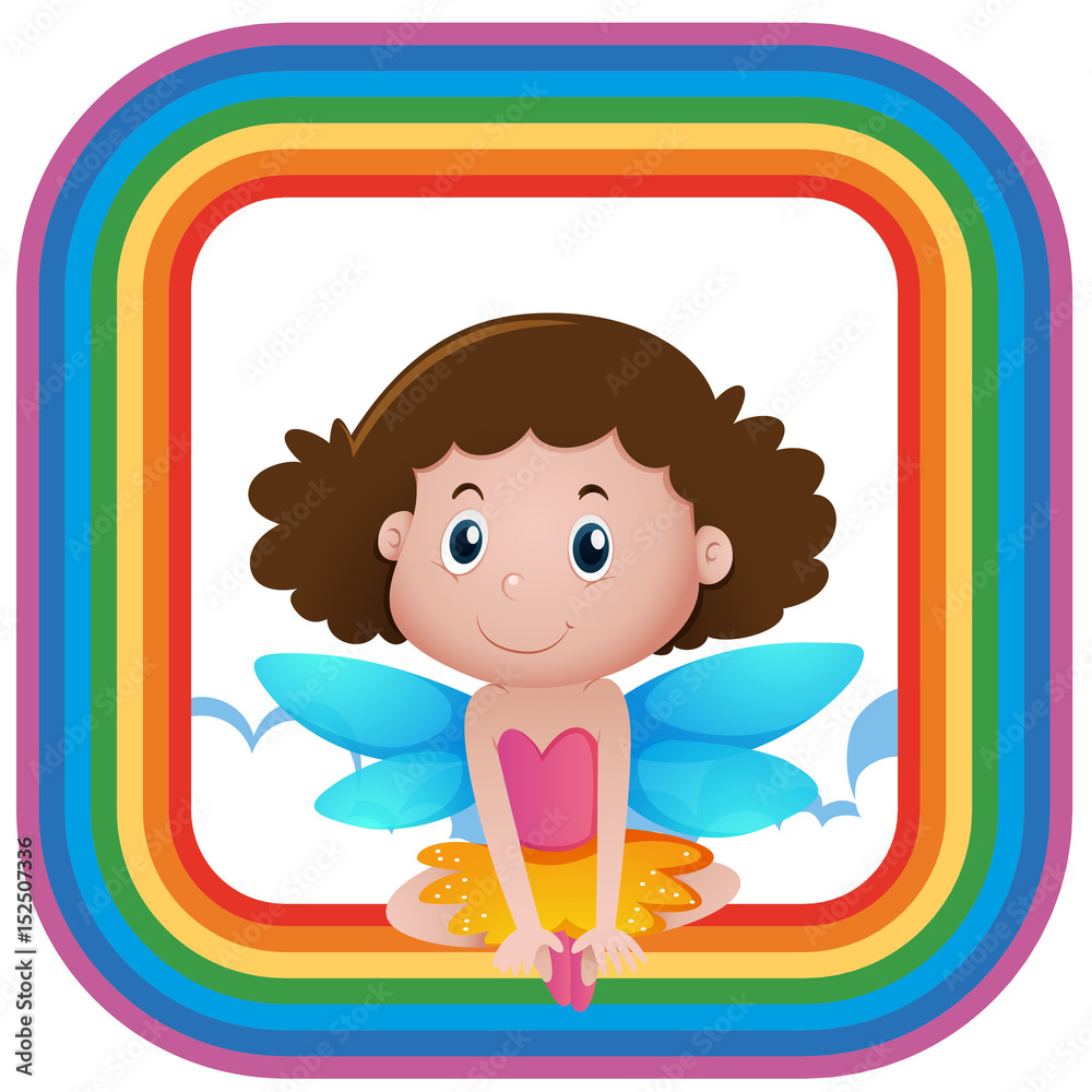 Little girl in rainbow frame