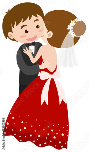 Bride and groom hugging