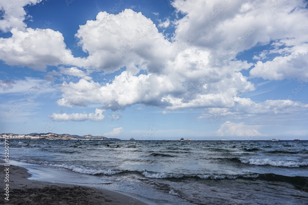 Cloudy seascape with sea and soft clouds