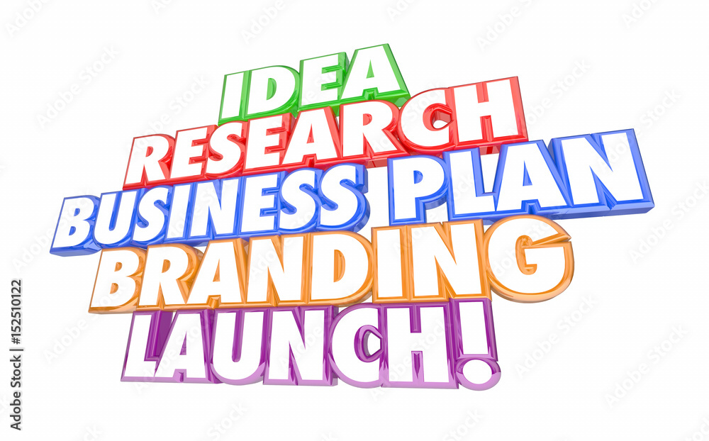 Idea Research Business Plan Marketing Launch New Business Steps 3d Illustration Idea Research Business Plan Marketing Launch New Business Steps 3d Illustration