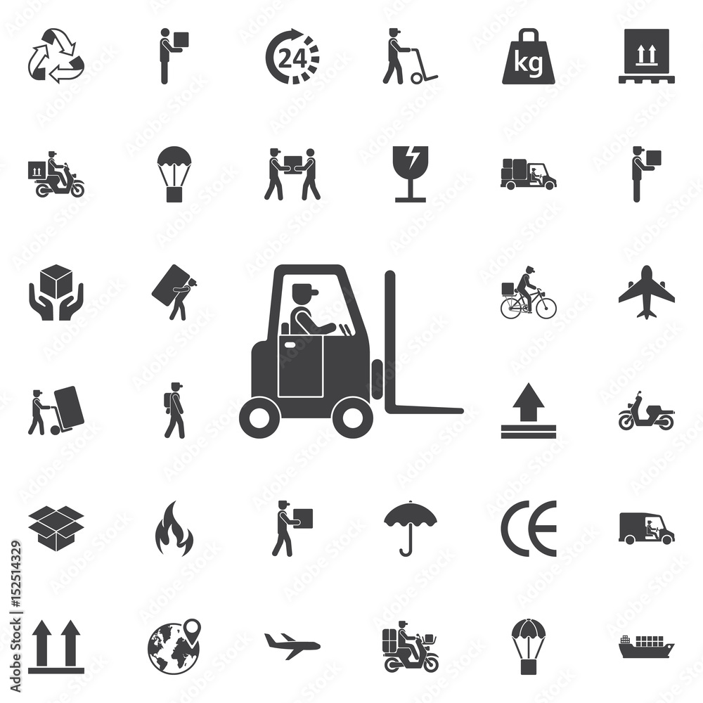 Man and Forklift symbol, icon vector illustration Man and Forklift symbol, icon vector illustration