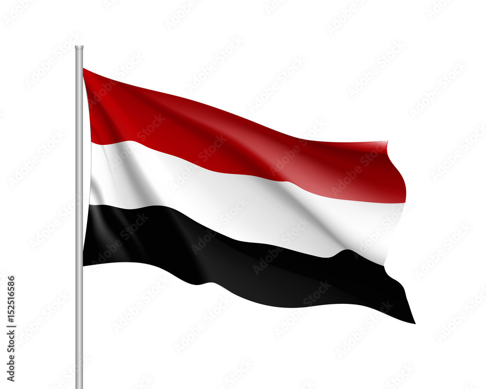 Fototapeta premium Yemen national flag, patriotic symbol of country, educational and political concept, realistic vector illustration