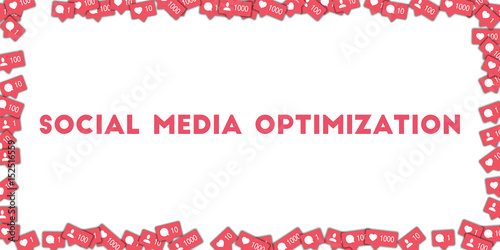 Social media optimization. Social media icons in abstract shape background with counter, comment and friend notification. Social media optimization concept in elegant vector illustration.