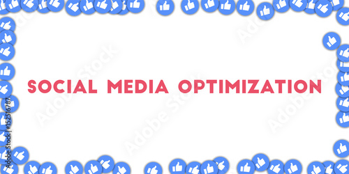 Social media optimization. Social media icons in abstract shape background with scattered thumbs up. Social media optimization concept in delightful vector illustration.