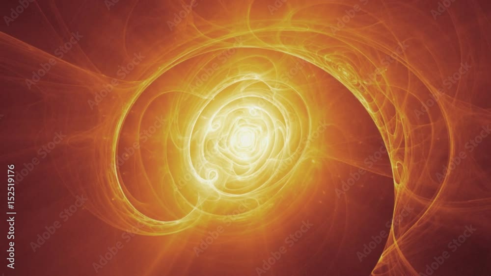 Big bang, beginnings of the universe. Fractal background. Yellow-red version.