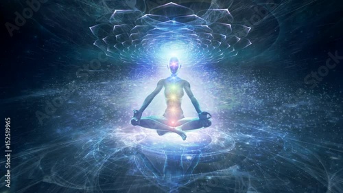 Meditation leading to the enlightenment and nirvana. Chakras opening.