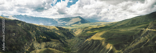 Panoramic view of the mountains in Chechnya photo