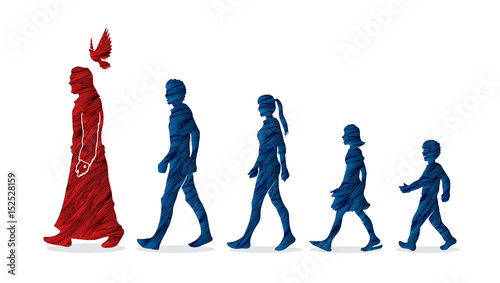 Walk with Jesus, Follow Jesus designed using grunge brush graphic vector.