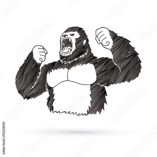 Angry King Kong, Big Gorilla designed using grunge brush graphic vector