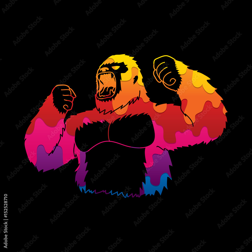 Fotografie Abstract Angry King Kong, Big Gorilla graphic vector