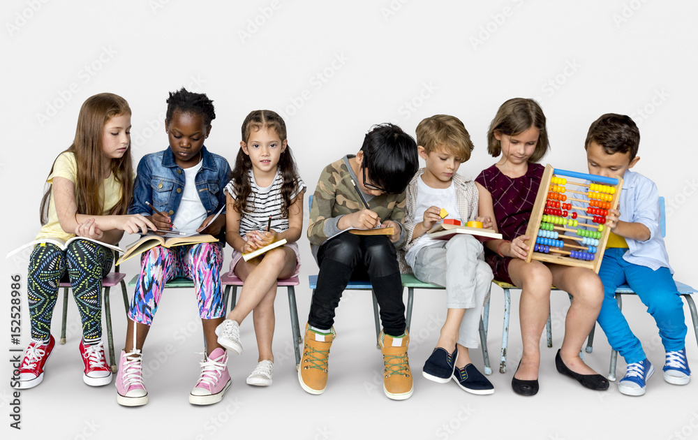 Fotografie Group of students sitting together study