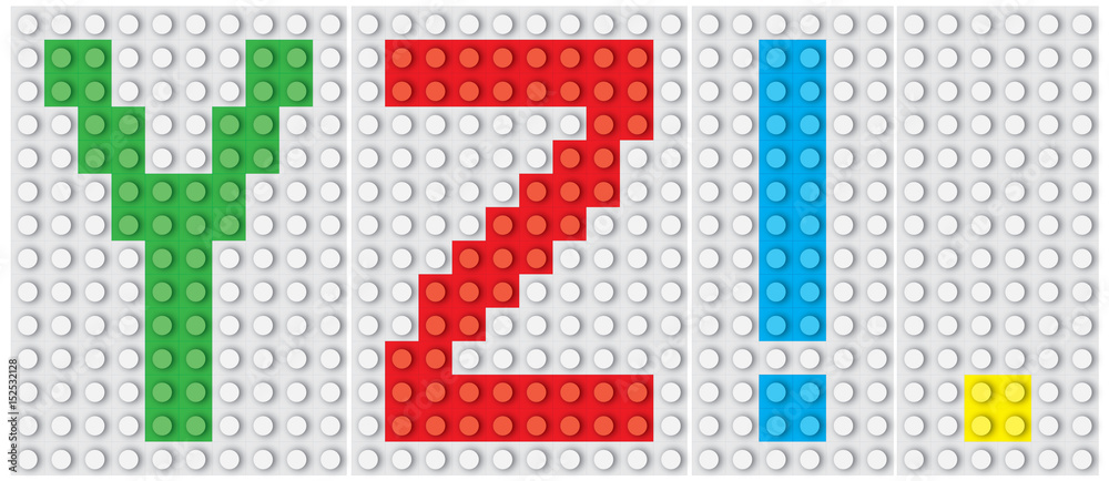 Bricks alphabet set, letters : Y Z ! / vector illustration