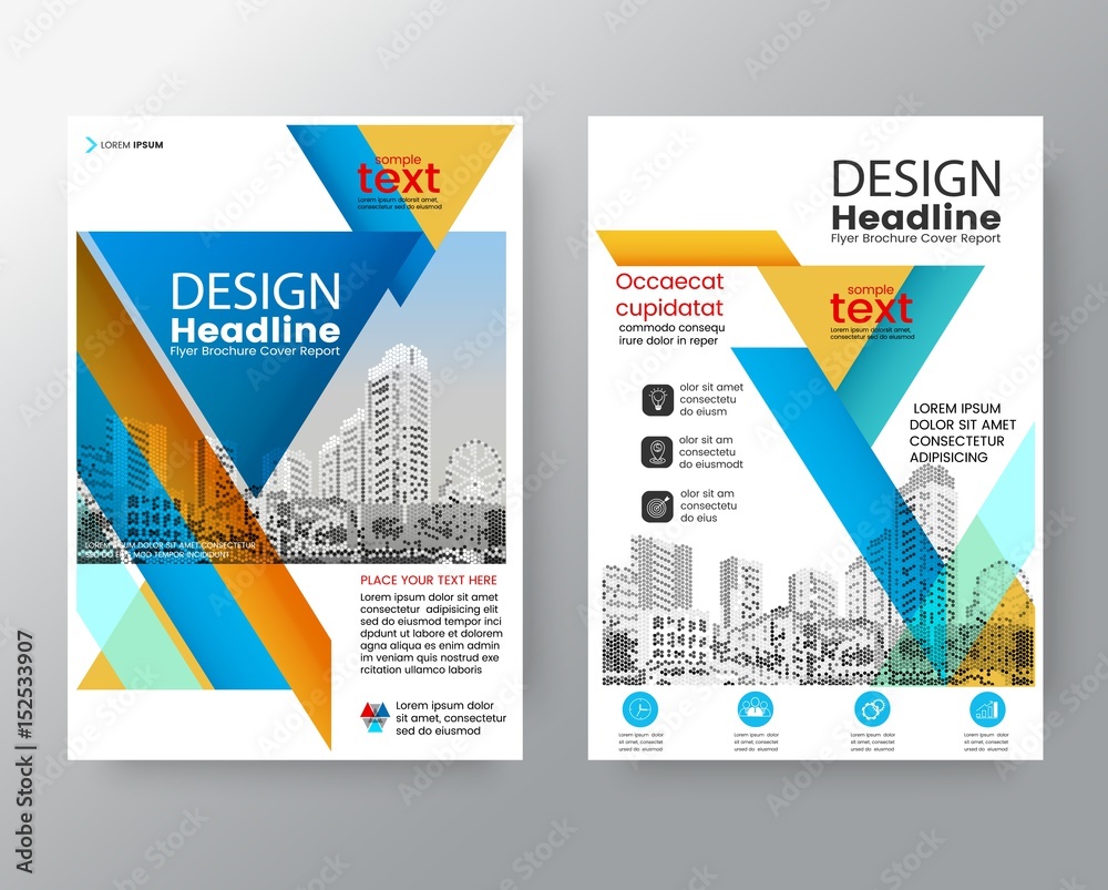 Abstract blue & Yellow diagonal Brochure annual report cover Flyer ...