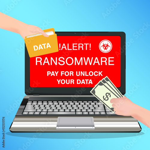 laptop computer infected ransomware virus pay for unlock data