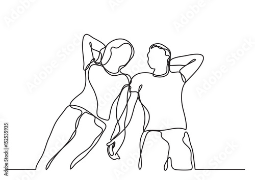 loving couple holding hands - continuous line drawing
