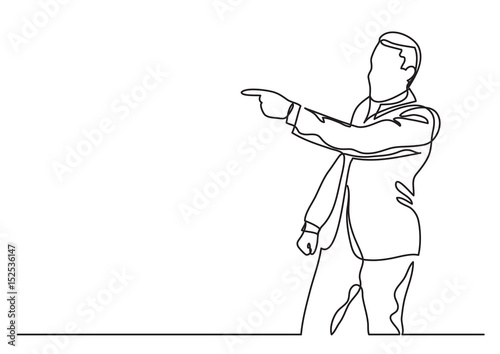 man pointing - continuous line drawing