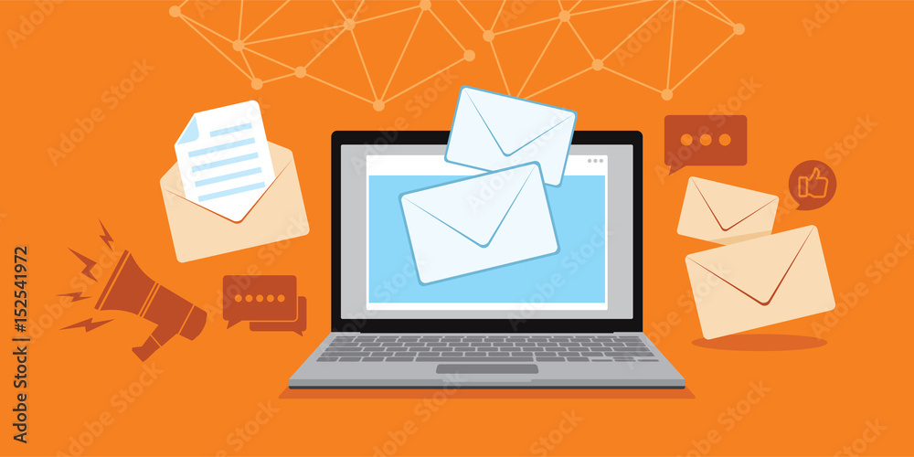 email and message technology with laptop illustration