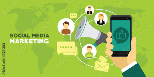 social media marketing concept poster digital design social network and media communication.