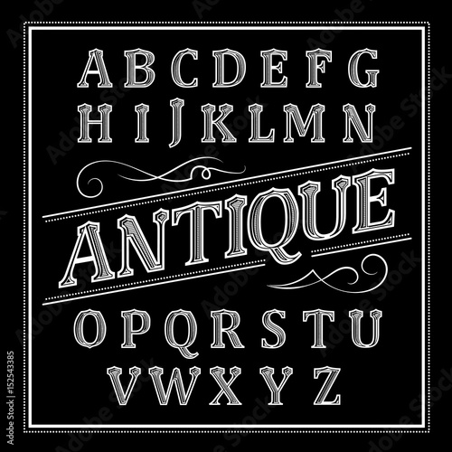 Alphabet antique Letters Vintage Set Western Vector
