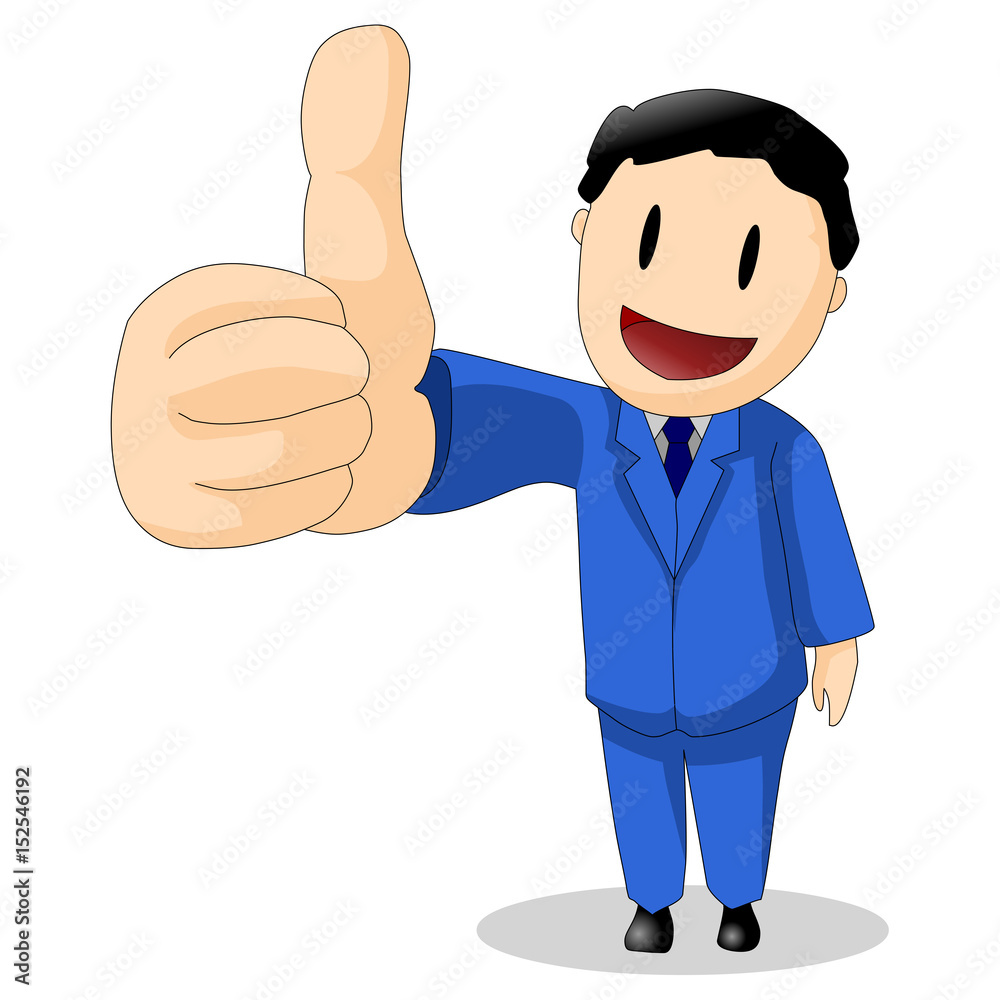 business man thumbs up, vector illustration