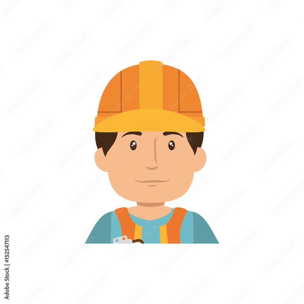 man with safety helmet, cartoon icon over white background. under construction concept. colorful design. vector illustration man with safety helmet, cartoon icon over white background. under construction concept. colorful design. vector illustration