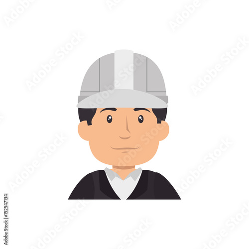 man with safety helmet  cartoon icon over white background. under construction concept. colorful design. vector illustration