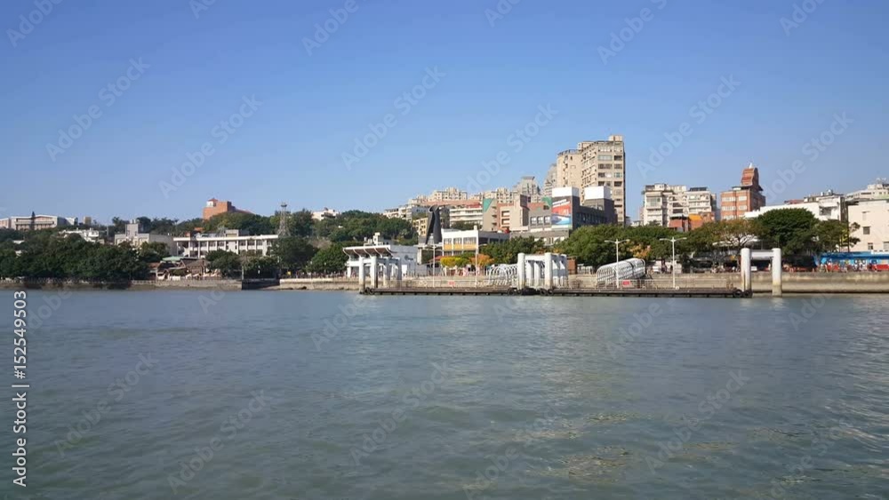 Skyline Tamsui seen from boat
