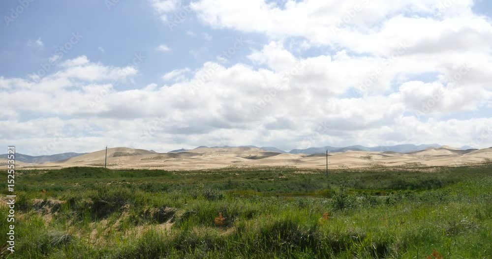 4k panoramic view of desert sand dunes & grassland scenery,plateau landform,Qinghai,northwest China. 4k panoramic view of desert sand dunes & grassland scenery,plateau landform,Qinghai,northwest China.