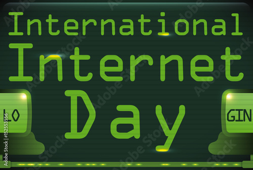 Computer Screen with Greeting Message Commemorating Internet Day, Vector Illustration