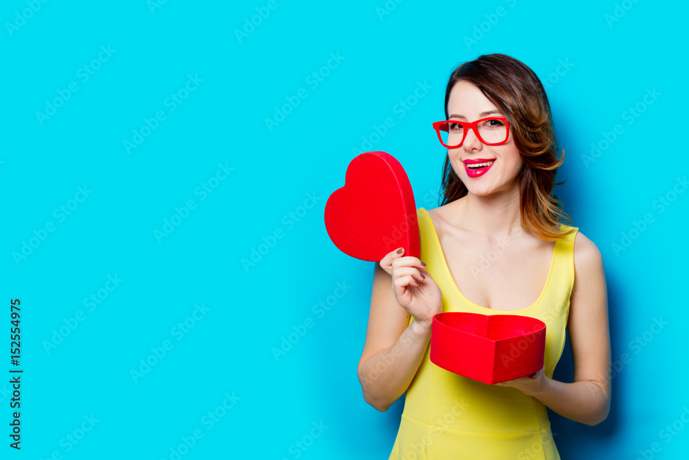 young woman with gift young woman with gift