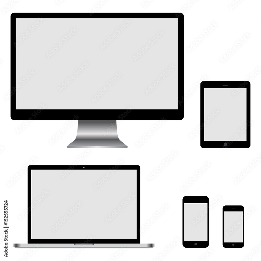 Set of realistic computer monitor, laptop, tablets and mobile phone. Electronic gadgets Set of realistic computer monitor, laptop, tablets and mobile phone. Electronic gadgets
