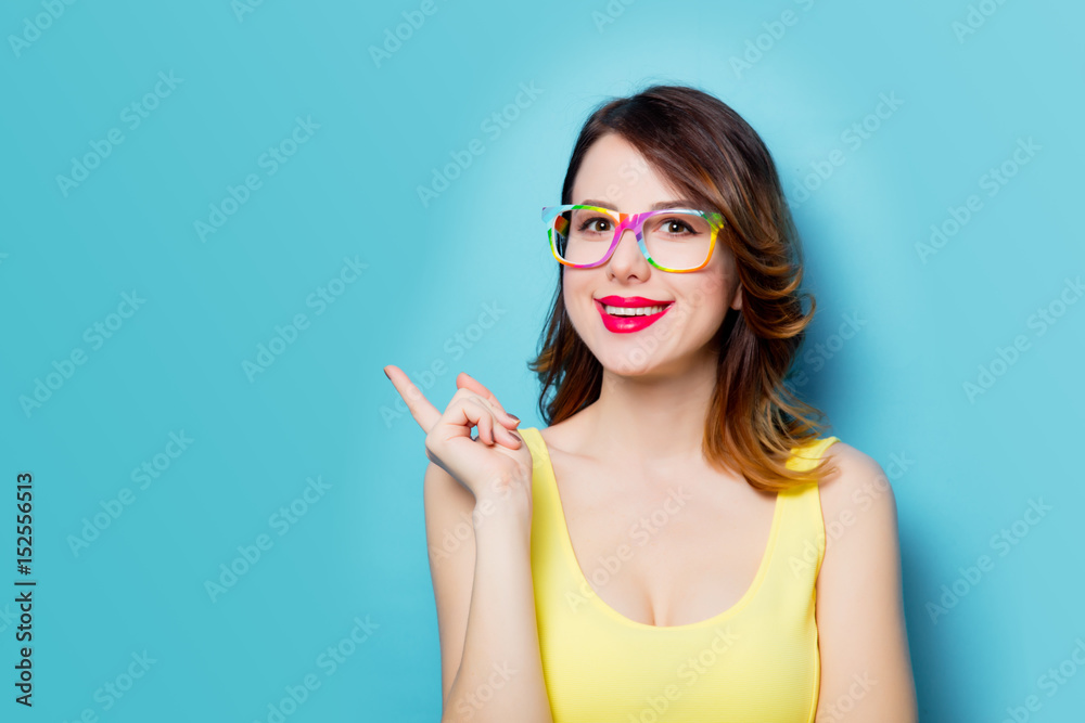 young smiling woman in glasses young smiling woman in glasses