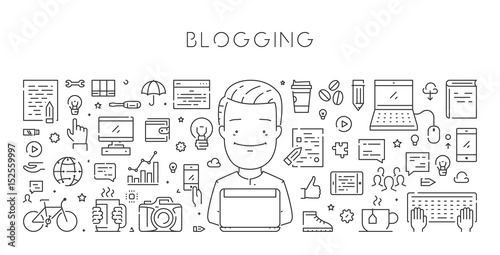 Vector line web banner for blogging