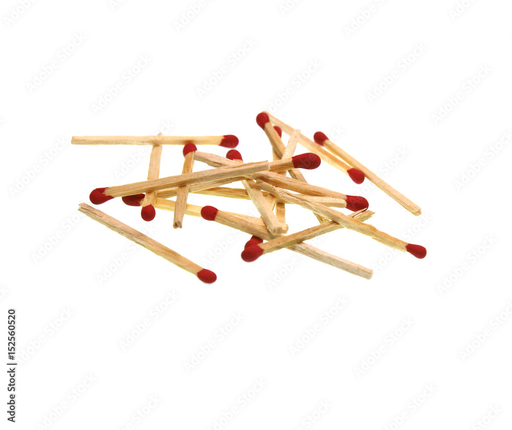 Matches isolated on white background. Closeup shot. Matches isolated on white background. Closeup shot.