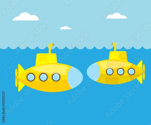 yellow submarine in blue sea