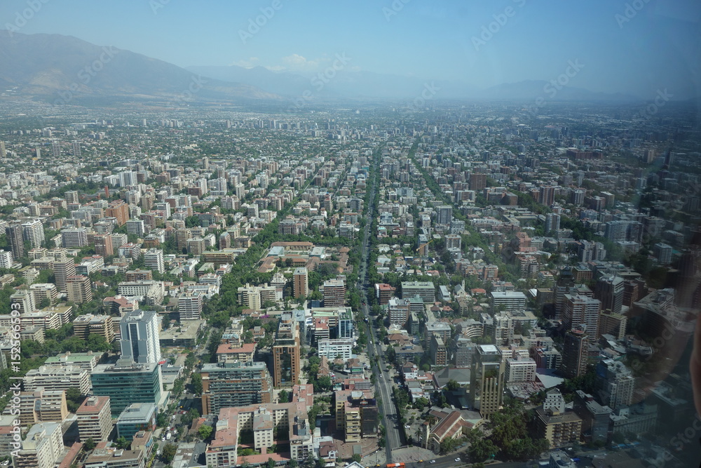 Views across the city of Santiago from the observations deck of the Gran Torre Santiago / Costanera Center. Views across the city of Santiago from the observations deck of the Gran Torre Santiago / Costanera Center.